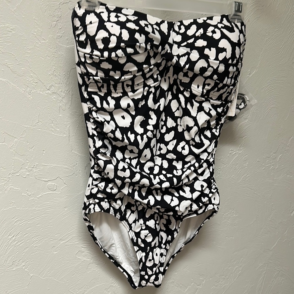 Anne Cole Black and White Floral One Piece Swimsuit